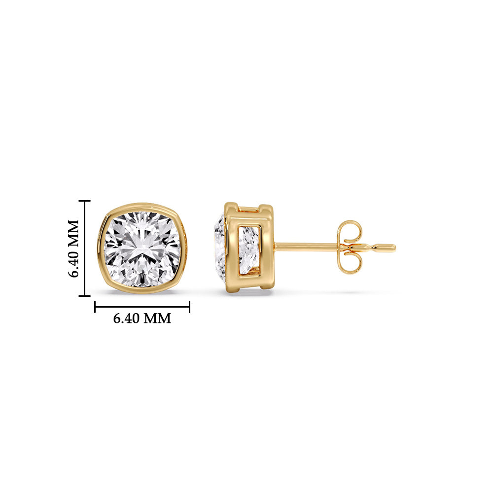 Bezel Set Cushion Diamond Stud Earrings Fascinating Diamonds