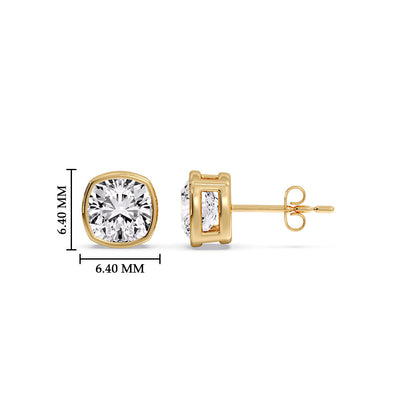 Bezel Set Cushion Diamond Stud Earrings Fascinating Diamonds