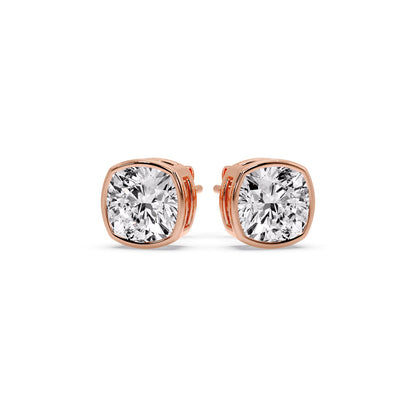 Bezel Set Cushion Diamond Stud Earrings Fascinating Diamonds