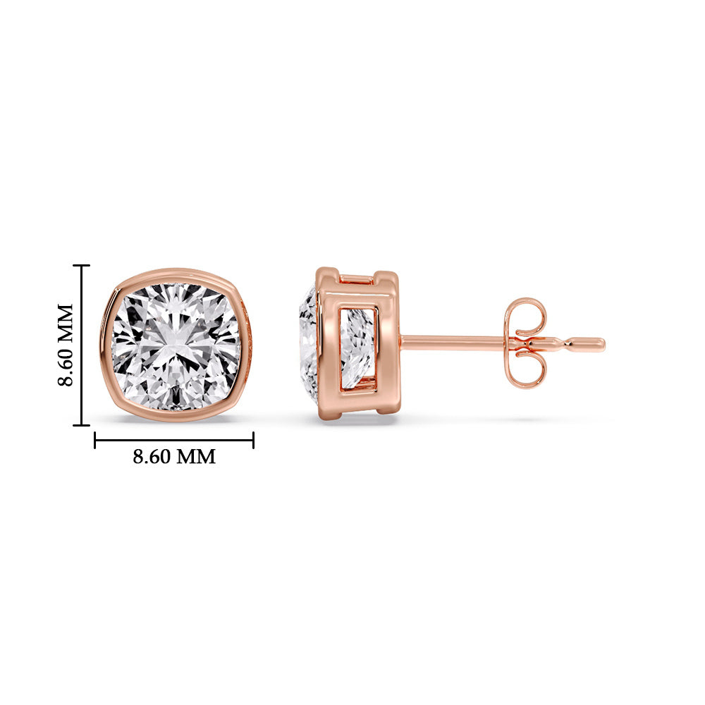 Bezel Set Cushion Diamond Stud Earrings Fascinating Diamonds