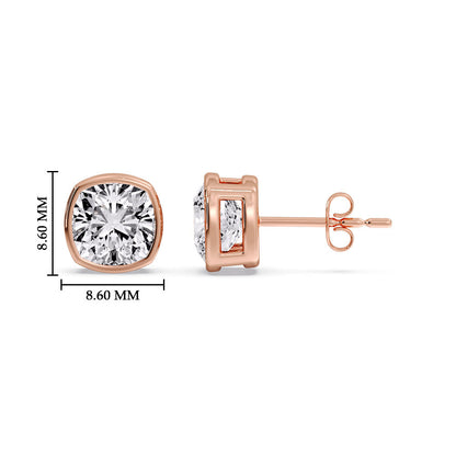 Bezel Set Cushion Diamond Stud Earrings Fascinating Diamonds