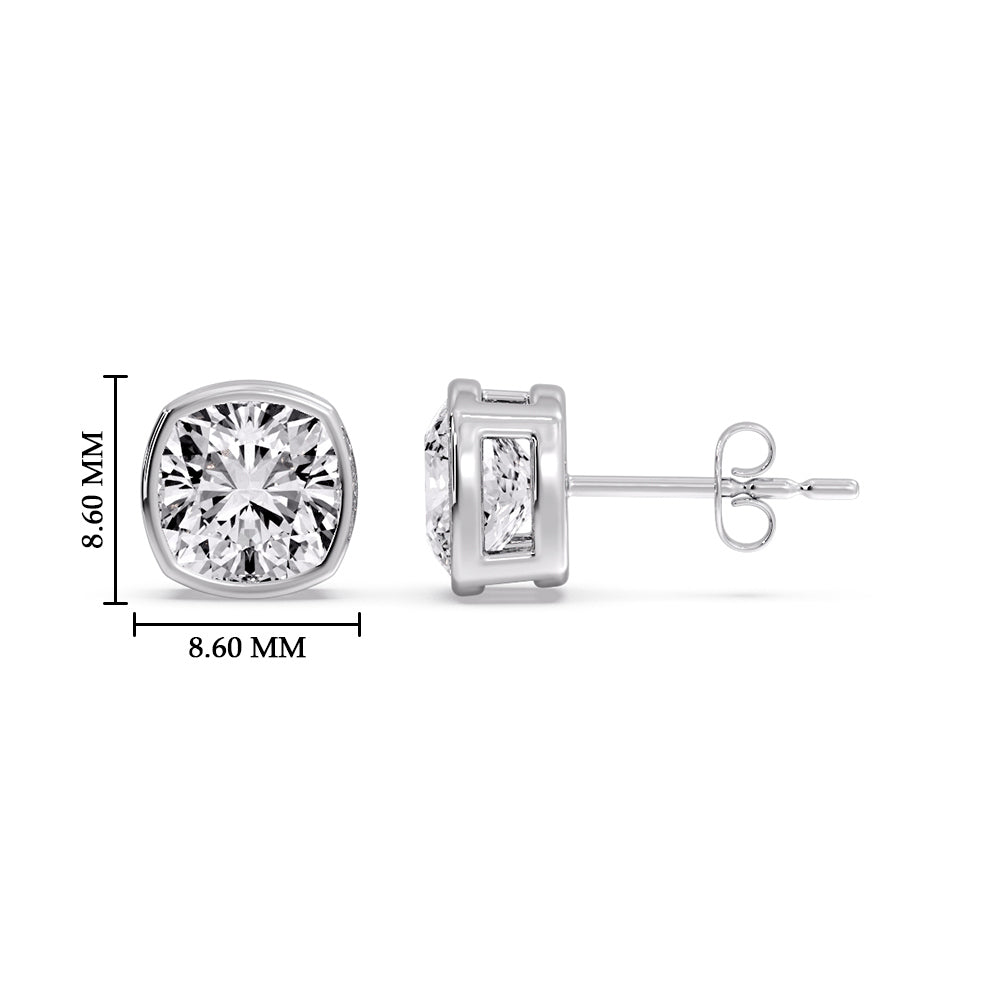 Bezel Set Cushion Diamond Stud Earrings Fascinating Diamonds