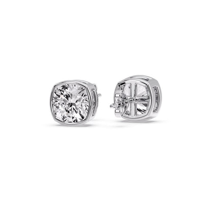 Bezel Set Cushion Diamond Stud Earrings Fascinating Diamonds