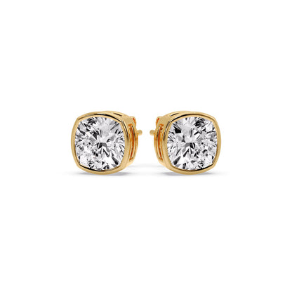 Bezel Set Cushion Diamond Stud Earrings Fascinating Diamonds