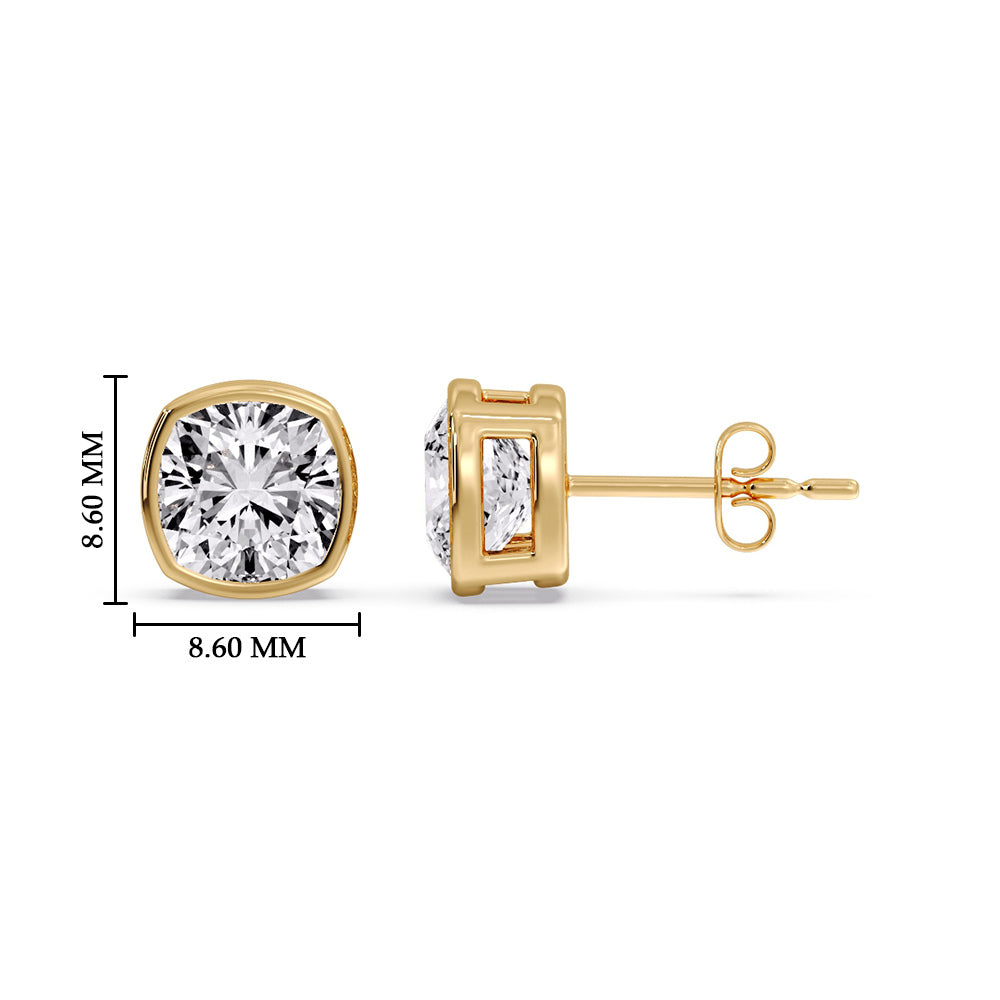 Bezel Set Cushion Diamond Stud Earrings Fascinating Diamonds