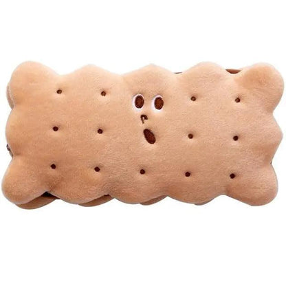 Cute Biscuit Shape Plush Pencil Bag Unique Soft School Classic Cookies Stylish Large Capacity Pouch Pencil Pouch For Teen Boys Girls School Students Pencil Bag Organizer Stevvex