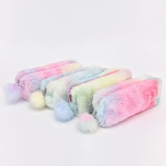 Cute Candy Color Creative Plush Students  Pencil Case Soft Stationery Large Capacity Pouch For Girls Stevvex