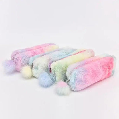 Cute Candy Color Creative Plush Students  Pencil Case Soft Stationery Large Capacity Pouch For Girls Stevvex