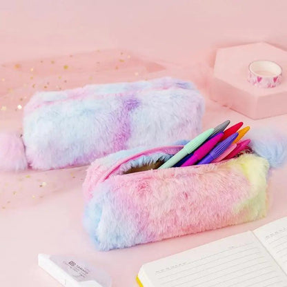Cute Candy Color Creative Plush Students  Pencil Case Soft Stationery Large Capacity Pouch For Girls Stevvex