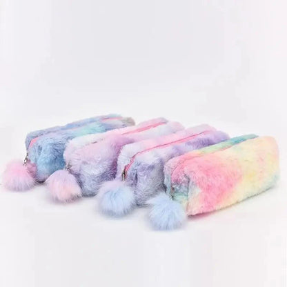 Cute Candy Color Creative Plush Students  Pencil Case Soft Stationery Large Capacity Pouch For Girls Stevvex