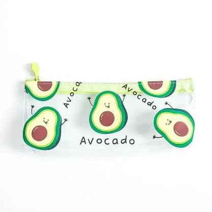 Cute Fruit Theme Pencil Case Unique Design Avocado Pattern Transparent Pencil Pouch School Pencil Bag For Students Stevvex