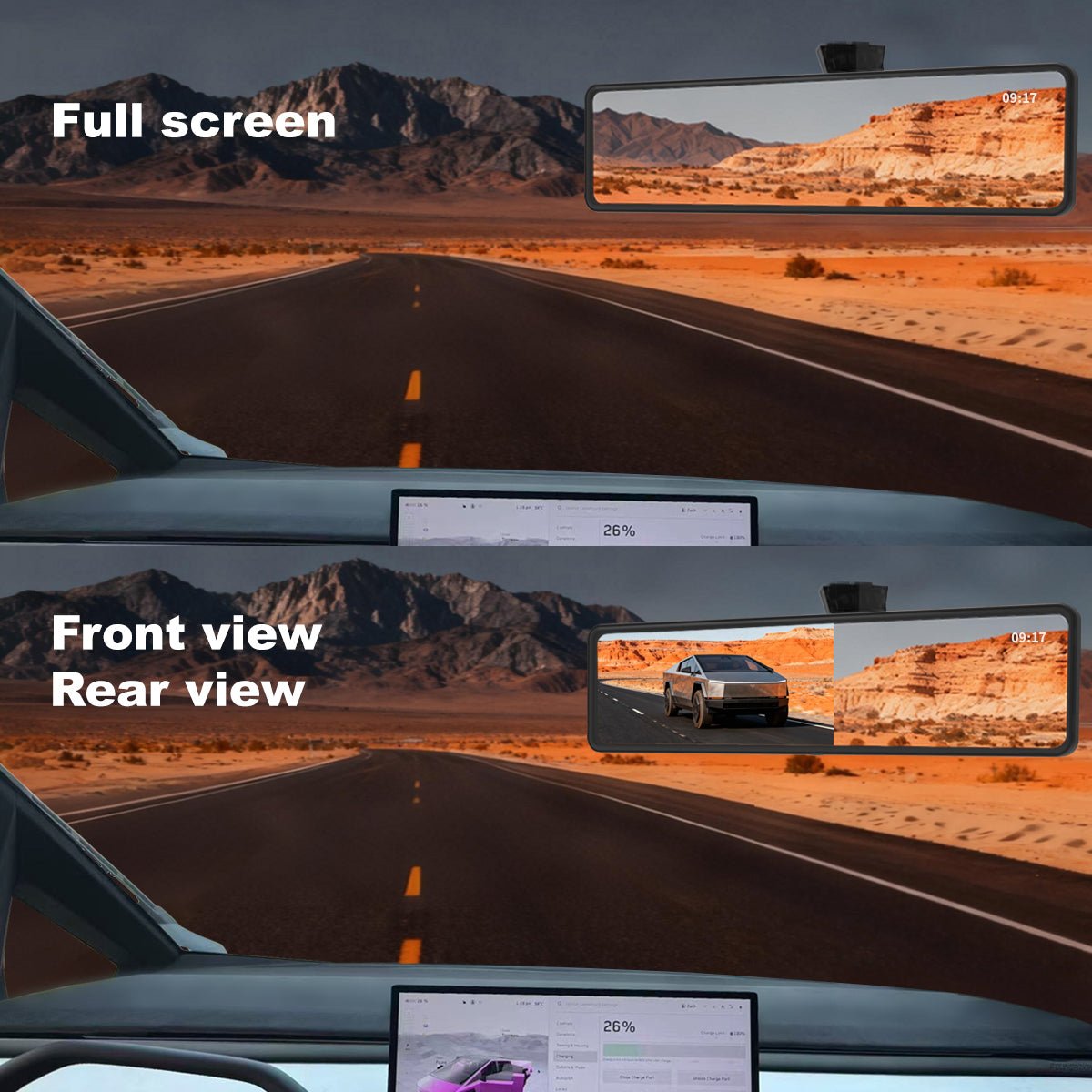 Cybertruck 11.26" Streaming Rearview Mirror | 2K Dual Dashcam & 105° Expanded Vision Tesery Official Store