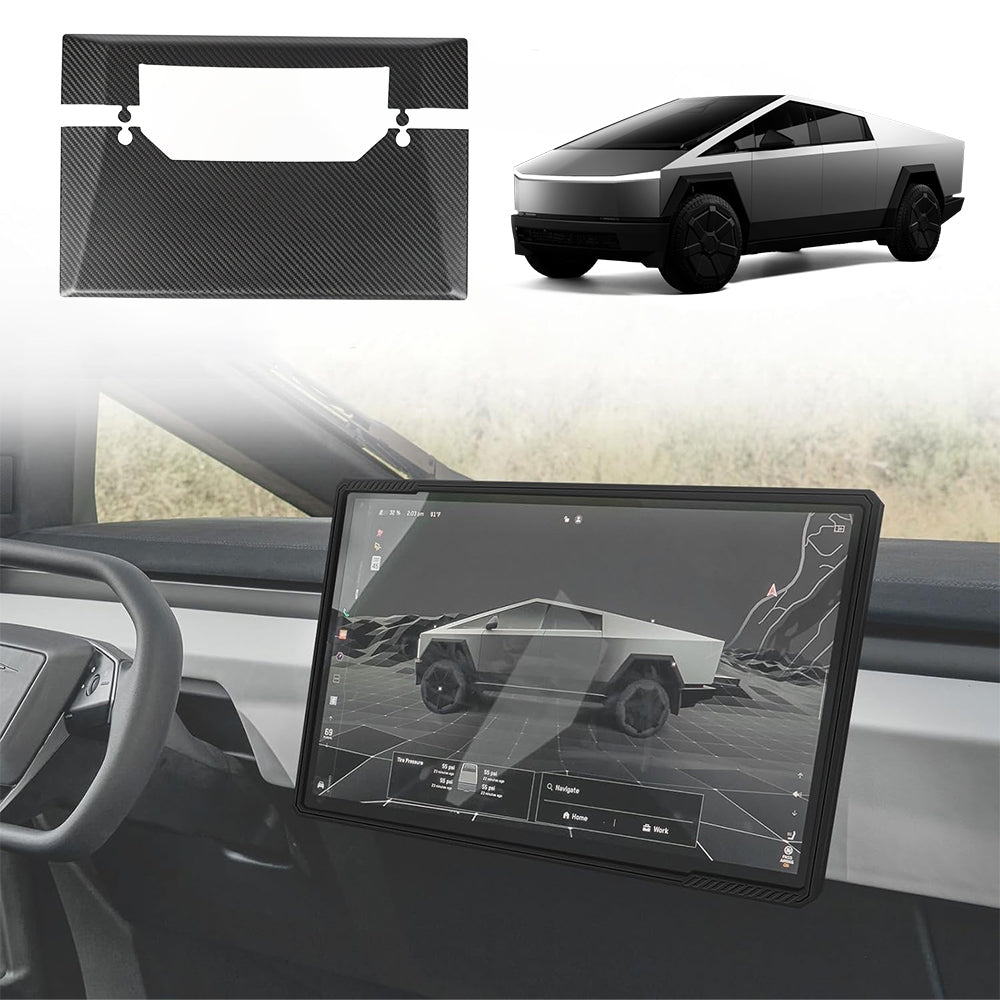 Cybertruck Display Back Overlay | Real Dry Carbon Fiber Center Screen Cover Tesery Official Store