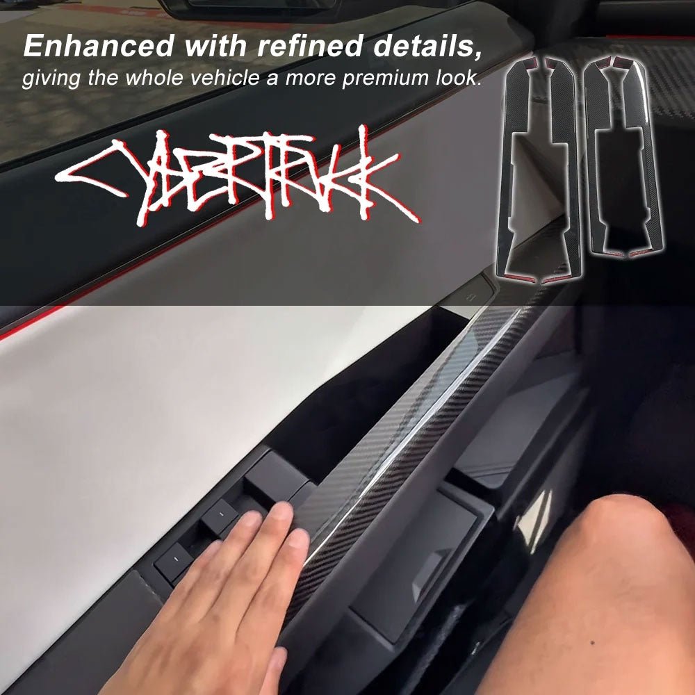 Cybertruck Lower Door Panel Armrest Overlays | Real Molded Carbon Fiber (4-Piece Set) Tesery Official Store