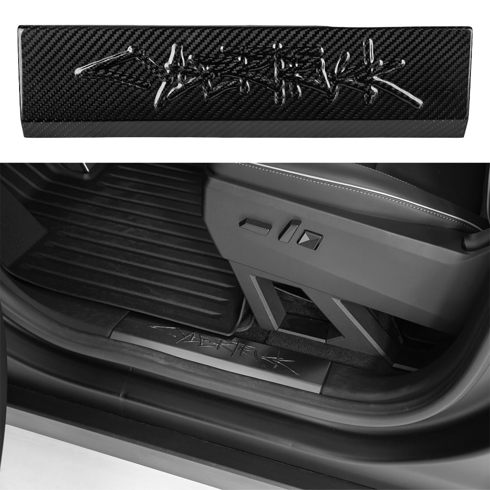 Cybertruck Performance Look Dry Carbon Fiber Front Door Sill Trim (1 Pair) Tesery Official Store