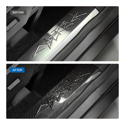 Cybertruck Performance Look Dry Carbon Fiber Front Door Sill Trim (1 Pair) Tesery Official Store
