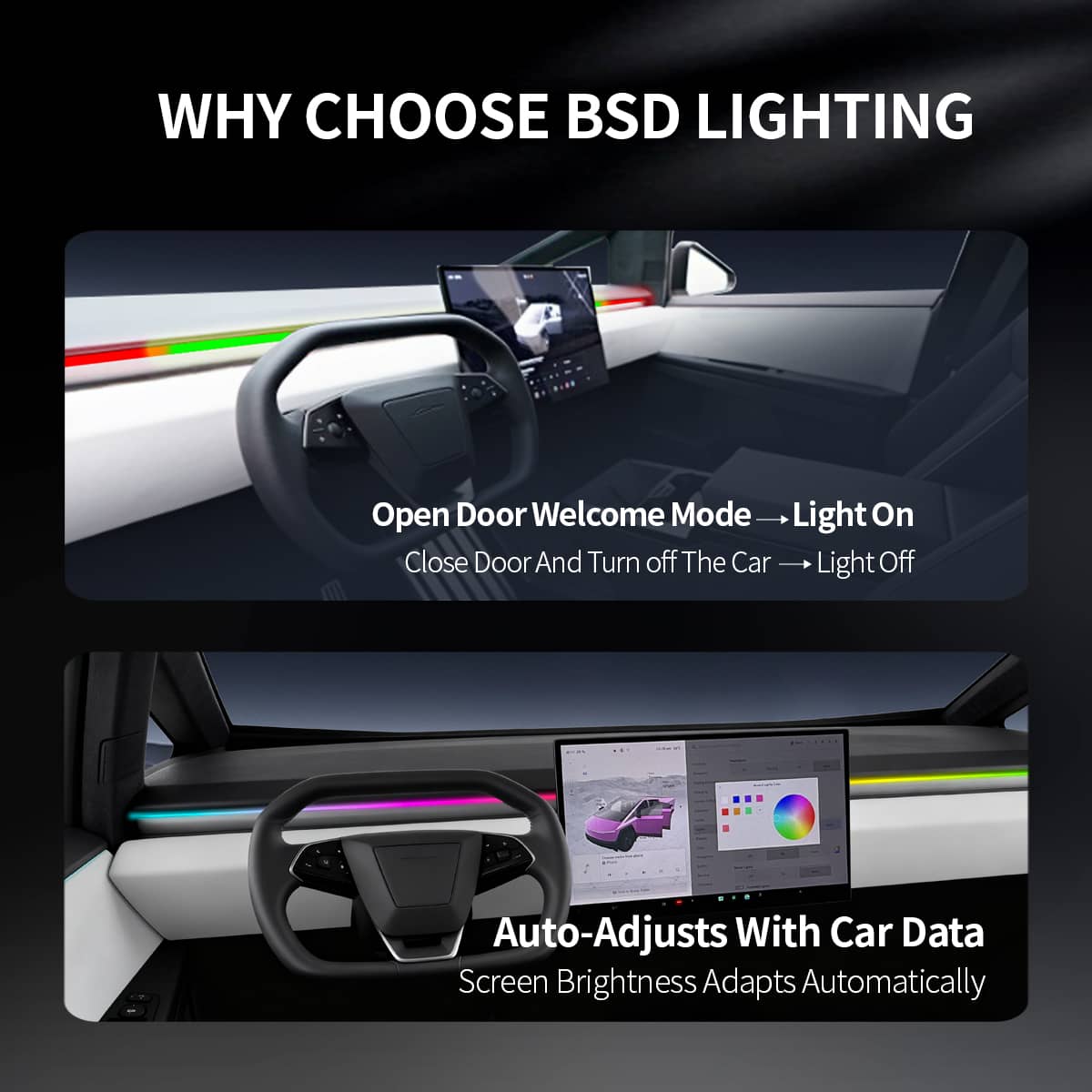 Cybertruck Smart BSD Blind Spot LED Ambient Lighting Kit | TESERY Tesery Official Store