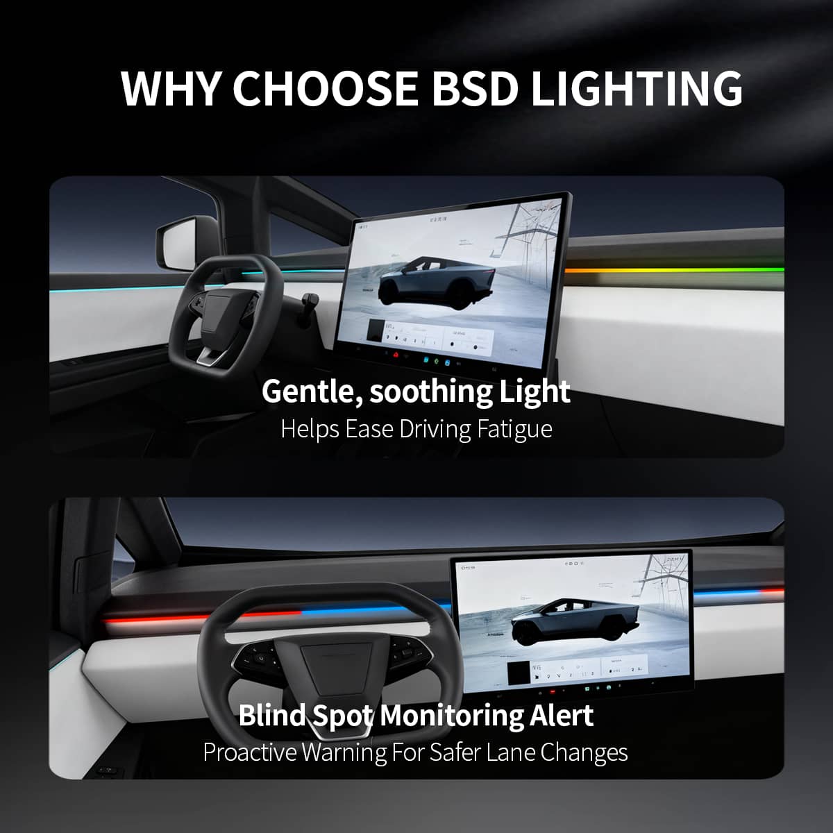 Cybertruck Smart BSD Blind Spot LED Ambient Lighting Kit | TESERY Tesery Official Store