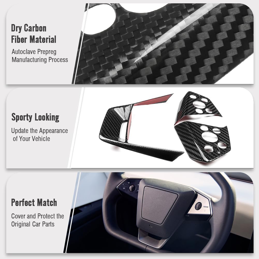 Cybertruck Steering Wheel Voice Control Trim | Glossy/Matte Real Carbon Fiber Tesery Official Store