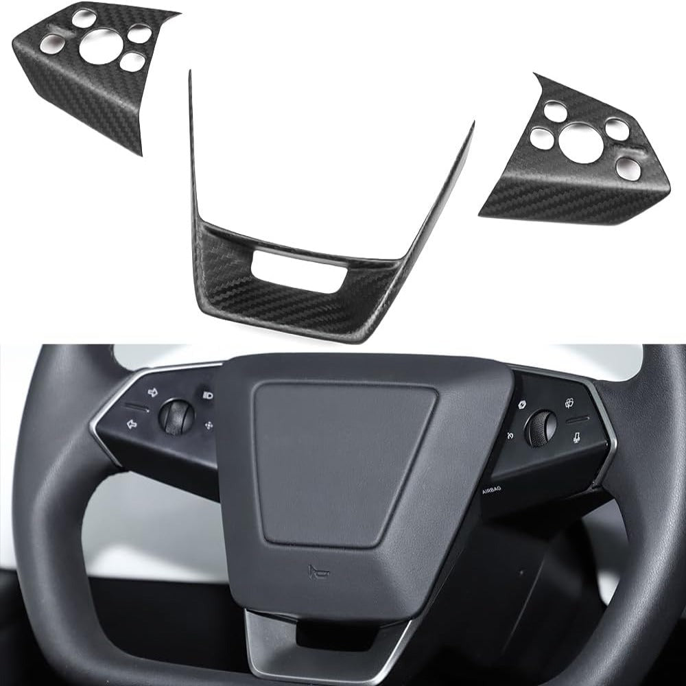 Cybertruck Steering Wheel Voice Control Trim | Glossy/Matte Real Carbon Fiber Tesery Official Store