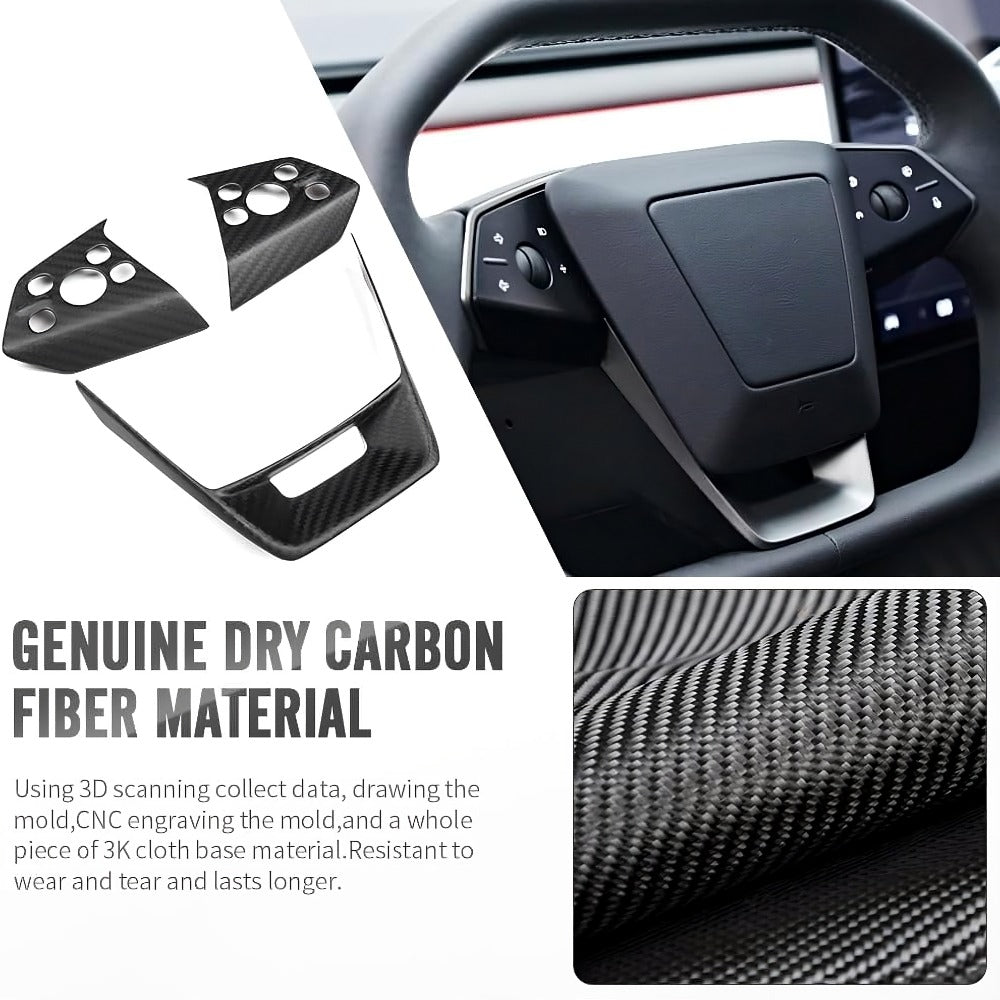Cybertruck Steering Wheel Voice Control Trim | Glossy/Matte Real Carbon Fiber Tesery Official Store