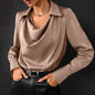 Women's Fashion Long Sleeve Irregular Collar Drape Shirt See size chart under “more details” The Fashion Celestial
