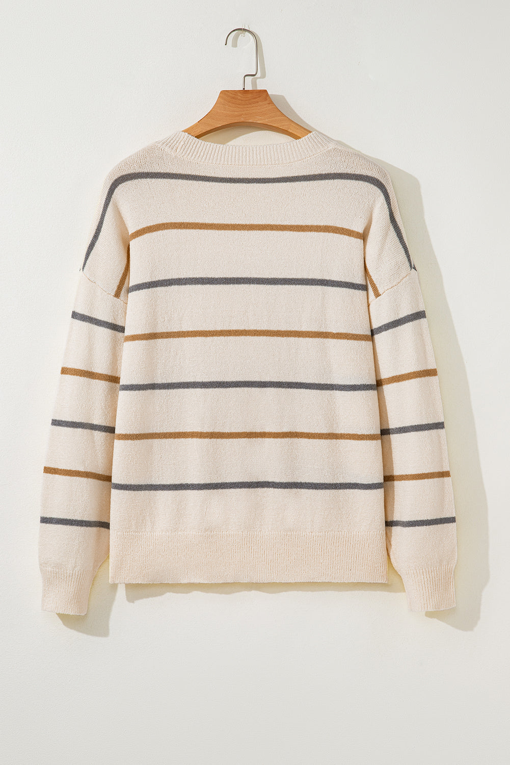 Multicolour Striped Drop Shoulder Plus Sweater Garden Naked Curves
