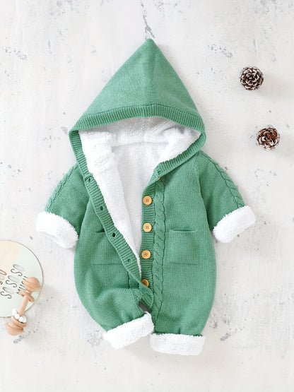 Newborn Boys And Girls Knitted Jumpsuit With Long Sleeve Hooded Pants Jumpsuit NovaCart