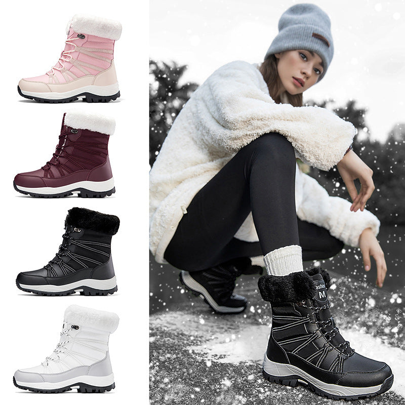 Women’s Winter Fleece-Lined Thicker Non-Slip Cotton-Padded Outdoor Mid-Boots FitiqueFit