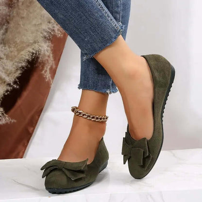 Women's Bow Flat Shoes Plus Size - Suede Casual Gommino SnagBag