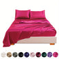 4pcs Satin Bed Sheet Four-Piece Set Includes One Fitted Sheet, One Flat Sheet, And Two Pillowcases. Pillowcases Do Not Include Inserts. Solid Colors Showcase Simple Elegance. The Simple Style Is Classic And Timeless. Polyeste NovaCart