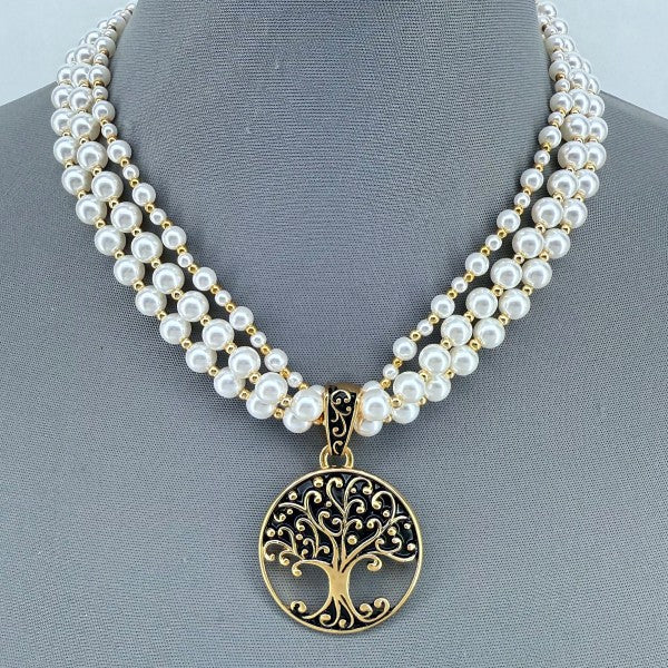 Gold Finish Multi Layer Pearl Necklace Tree of Lif Shop Style & More | Fresh Looks, Everyday Deals & Free Shipping