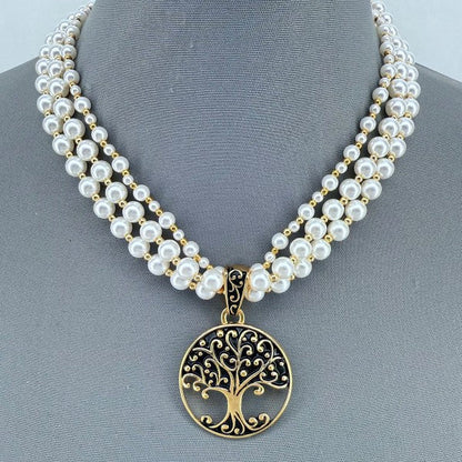Gold Finish Multi Layer Pearl Necklace Tree of Lif Shop Style & More | Fresh Looks, Everyday Deals & Free Shipping