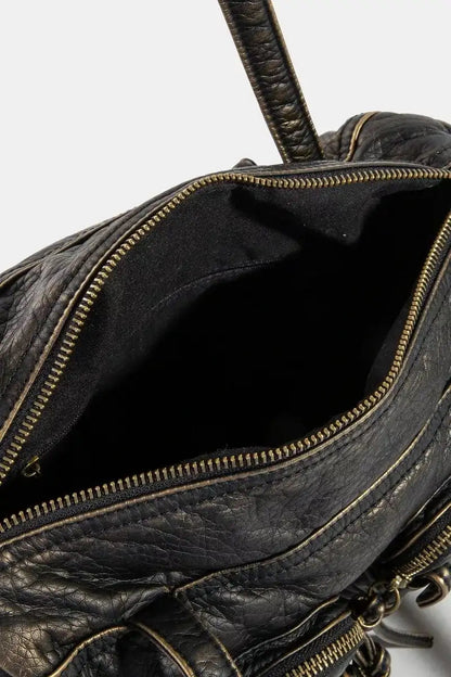 Fame Multi Pocket Textured Leather Shoulder Bag West2East Surf