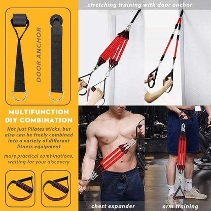 Upgraded 60-180LBS Adjustable Pilates Bar Kit with Resistance Band, Anti-Break, Portable Fitness Exercise Workout Toning Bar Stick for Stretching Twisting Sit-Up, Home Workout Equipment Men Women