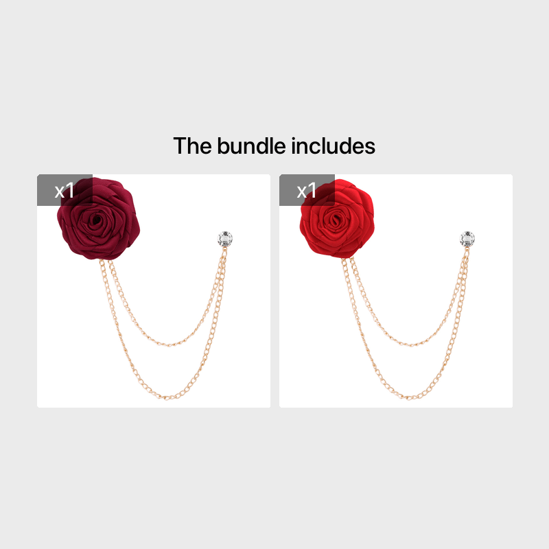 Men's Wedding Ceremony Groom Handmade Rose Chain Brooch NovaCart