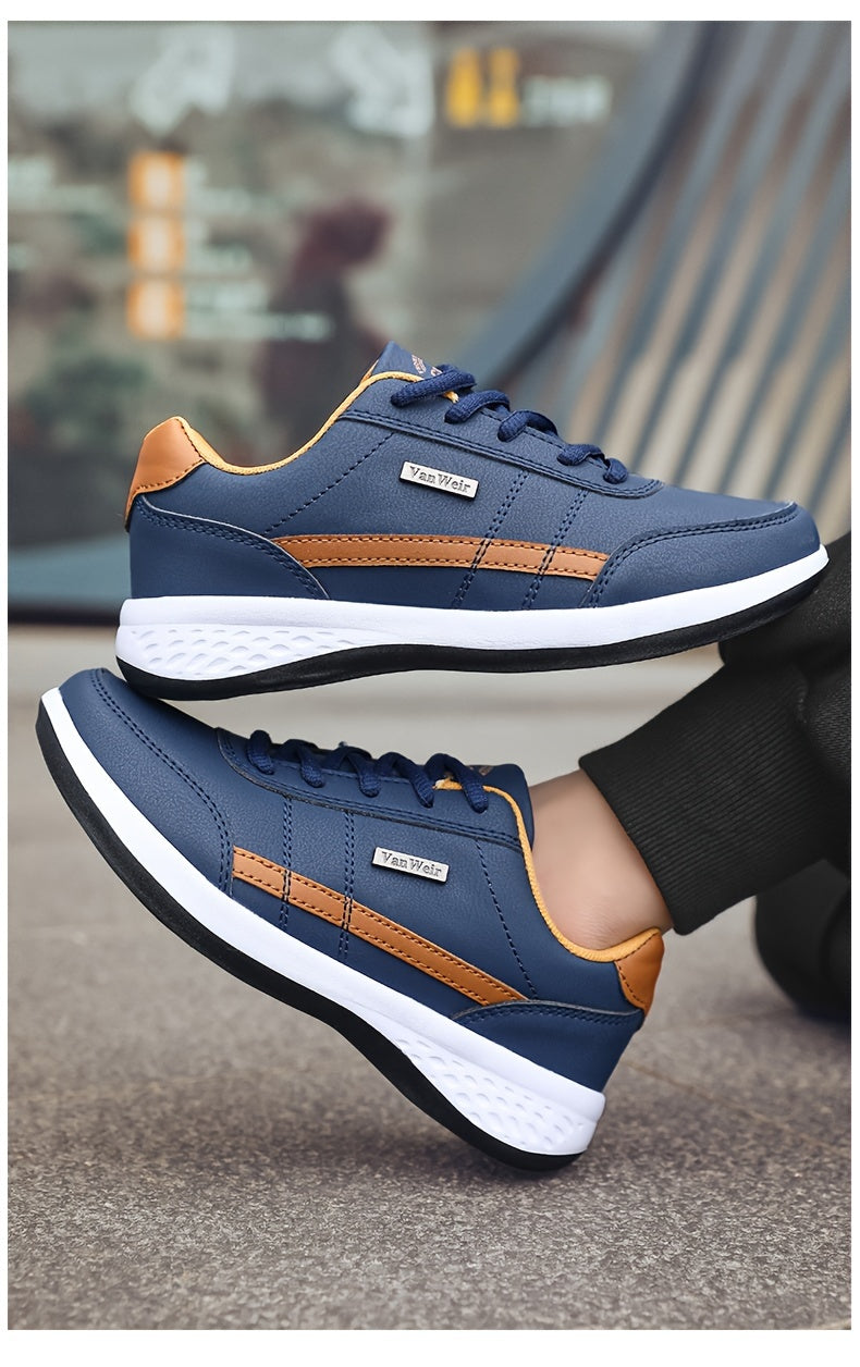 VanWeir Lightweight Men'S Shoes | Navy Blue/White, Lace-up sneakers with MD/TPR Sole, Breathable Fabric Lining for Outdoor, Hiking & Casual Wear NovaCart