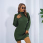 Winter Turtleneck Long Sweater Dress With Button Design Leisure Clinch Long Sleeve Base Sweater Women Grayceful LLC
