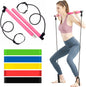 Pilates Bar Kit with Resistance Band - Portable Yoga Pilates Stick Exercise Stick with Foot Loop Fitness Stretching Equipment Home Gym Bodybuilding for Fully Body Workout (Pink)