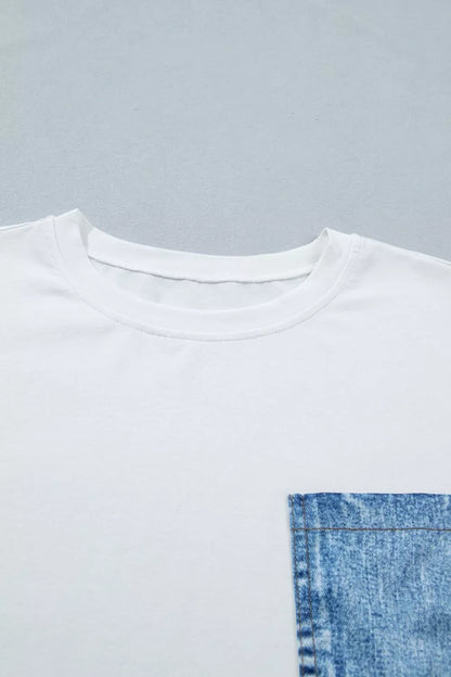 Color Block Chest Pocket Patched Casual Short Sleeve Top New Era Fashion LLc