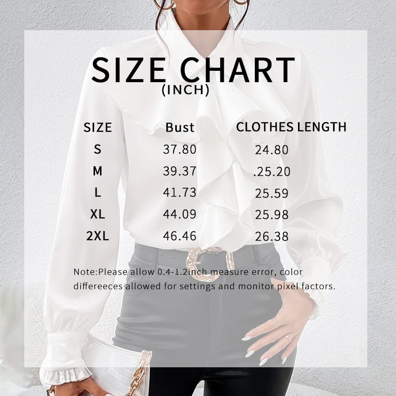 Women’s Ruffled Collared Blouse | Long Sleeve Dressy Work Top FitiqueFit