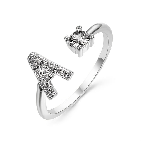 Popular Fashion Silvery AZ Letter Ring Initials Wedding Love Couple Rings Bridesmaid Gift NovaCart