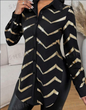 Lyxana Open Placket Foil Print Random Cut Shoulder Long Sleeve Cinched Waist Blouse Women Shirt New Era Fashion LLc