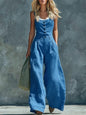 Women's Retro Button-Front High-Waist Wide-Leg Jumpsuit FitiqueFit