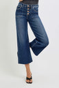 RISEN Full Size High Rise Crop Wide Button Up Jeans Plus Size Garden Naked Curves