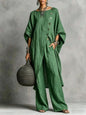 Women's Drop Shoulder Three-Quarter Sleeve Irregular Shirt & Pants Set FitiqueFit