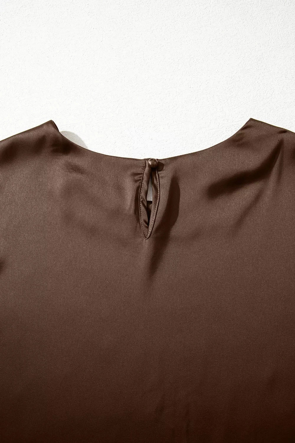 Asymmetric Lace Trim Short Sleeve Satin Top New Era Fashion LLc
