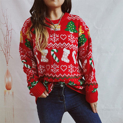 Women’s Stylish Loose Round Neck Long-Sleeved Sweater FitiqueFit