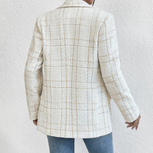 Ladies' Solid Color Linen Fake Pocket Design Fashionable Suit Jacket FitiqueFit
