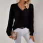 Loose Hollow Knitted Sweater Long-sleeved Pullover V-neck Top Women's Clothing Grayceful LLC